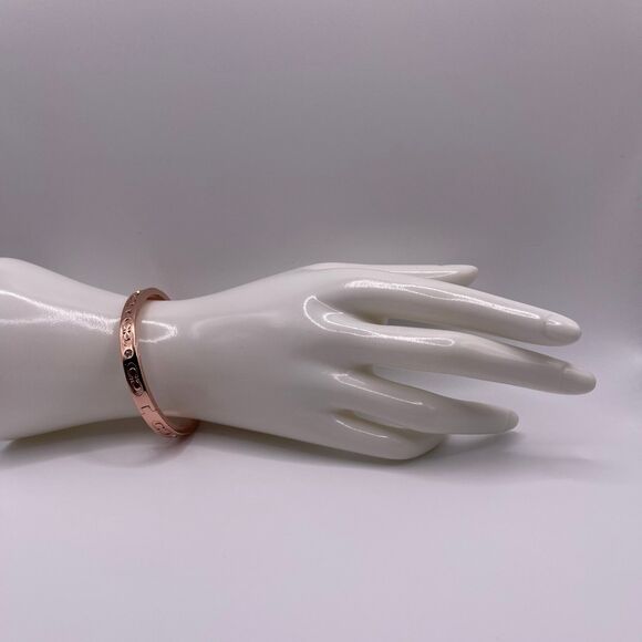 COACH Women's Rose Gold Kissing C Logo Signature Hinged Crystal Bangle Bracelet - Picture 9 of 12